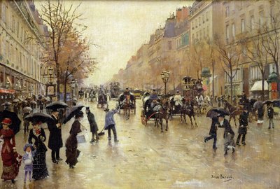 Boulevard Poissonniere sotto la pioggia, c.1885 da Jean Beraud